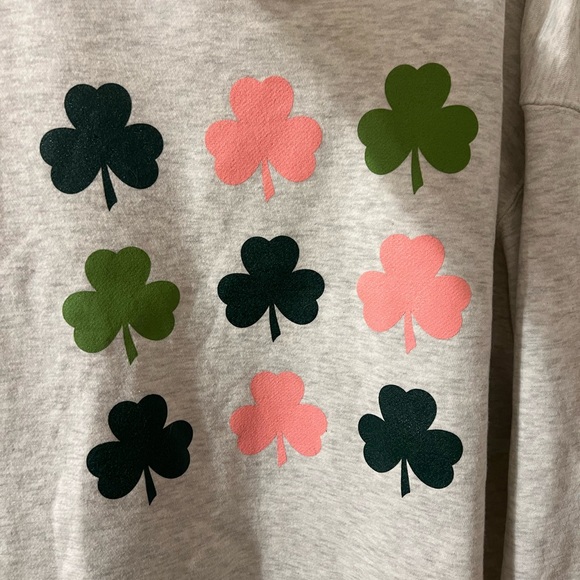 Gray Sweatshirt with Pink and Green Clovers. - Picture 3 of 11